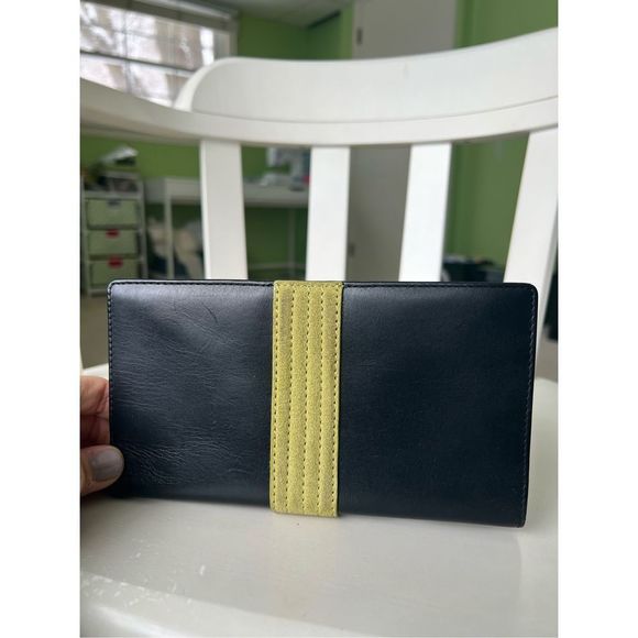 Ralph Lauren Black and Yellow Leather Wallet Clutch - Picture 4 of 8
